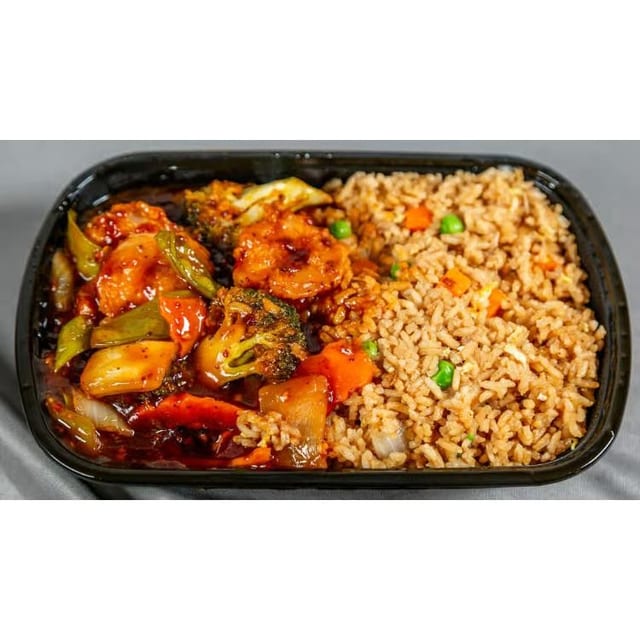 Shrimp with Vegetables Combo Platter / 时蔬虾套餐.