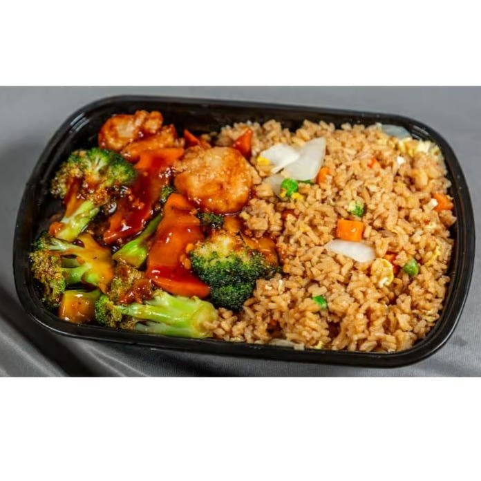 Shrimp with Broccoli Combo Platter / 芥蓝虾套餐.