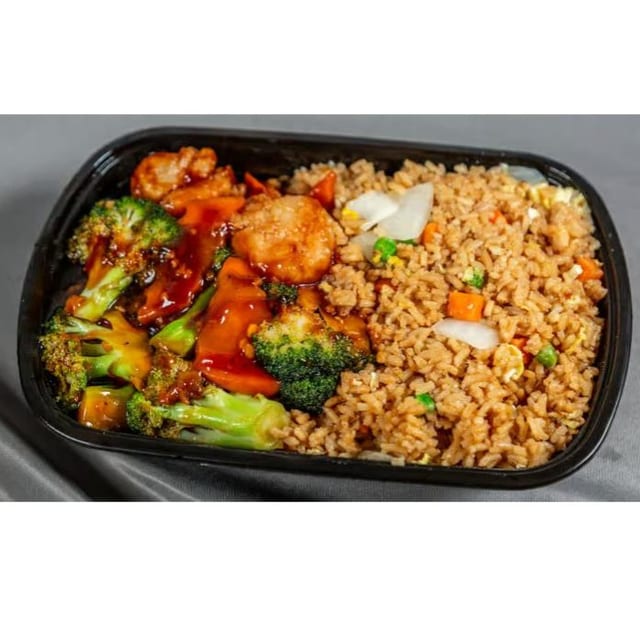 Shrimp with Broccoli Combo Platter / 芥蓝虾套餐.